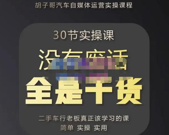 汽车自媒体运营实操课，汽车新媒体二手车短视频运营教程-价值8888元-抖音之家