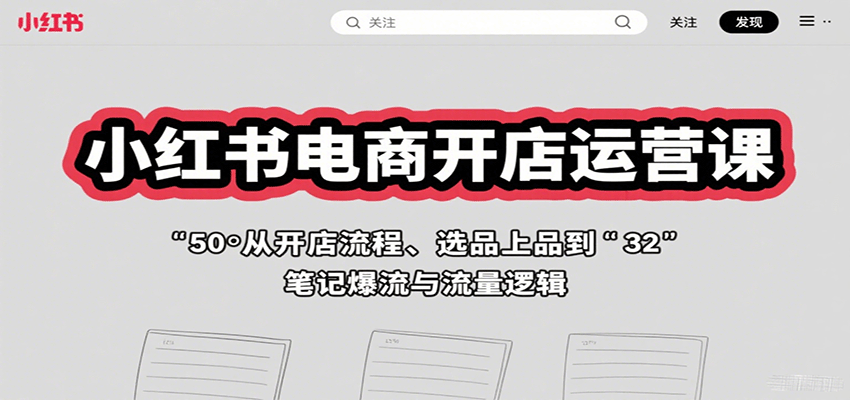 小红书电商开店运营课：从开店流程、选品上品到笔记爆流与流量逻辑-红薯之家
