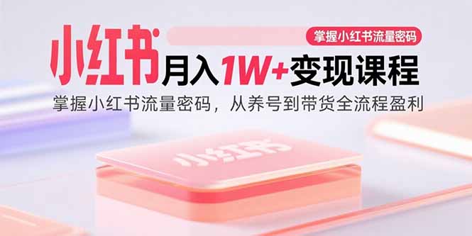 小红书月入1W+变现课程：掌握小红书流量密码，从养号到带货全流程盈利-红薯之家