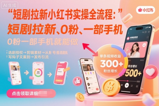 短剧拉新小红书实操全流程，0粉一部手机就可以做，详细教程-红薯之家