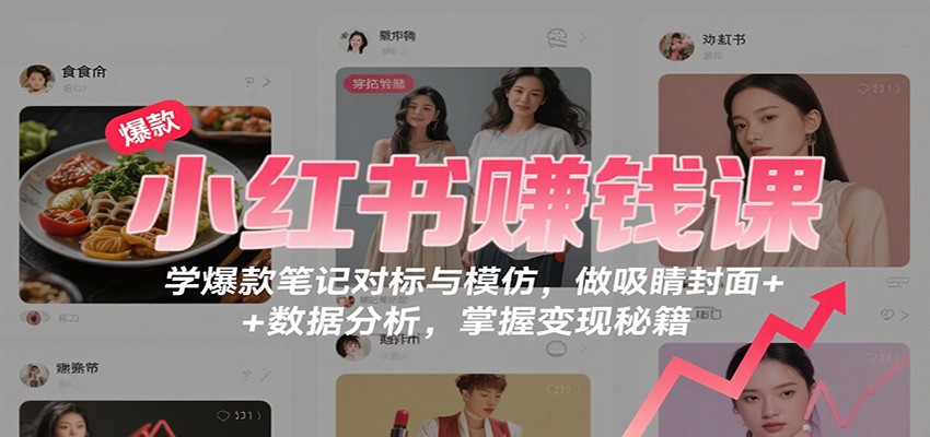 小红书赚钱课：学爆款笔记对标与模仿，做吸睛封面 + 数据分析，掌握变现秘籍-红薯之家