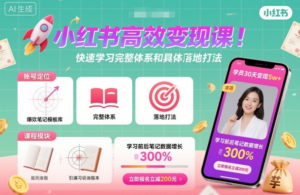 小红书高效变现课，快速学习小红书完整体系和具体落地打法-红薯之家